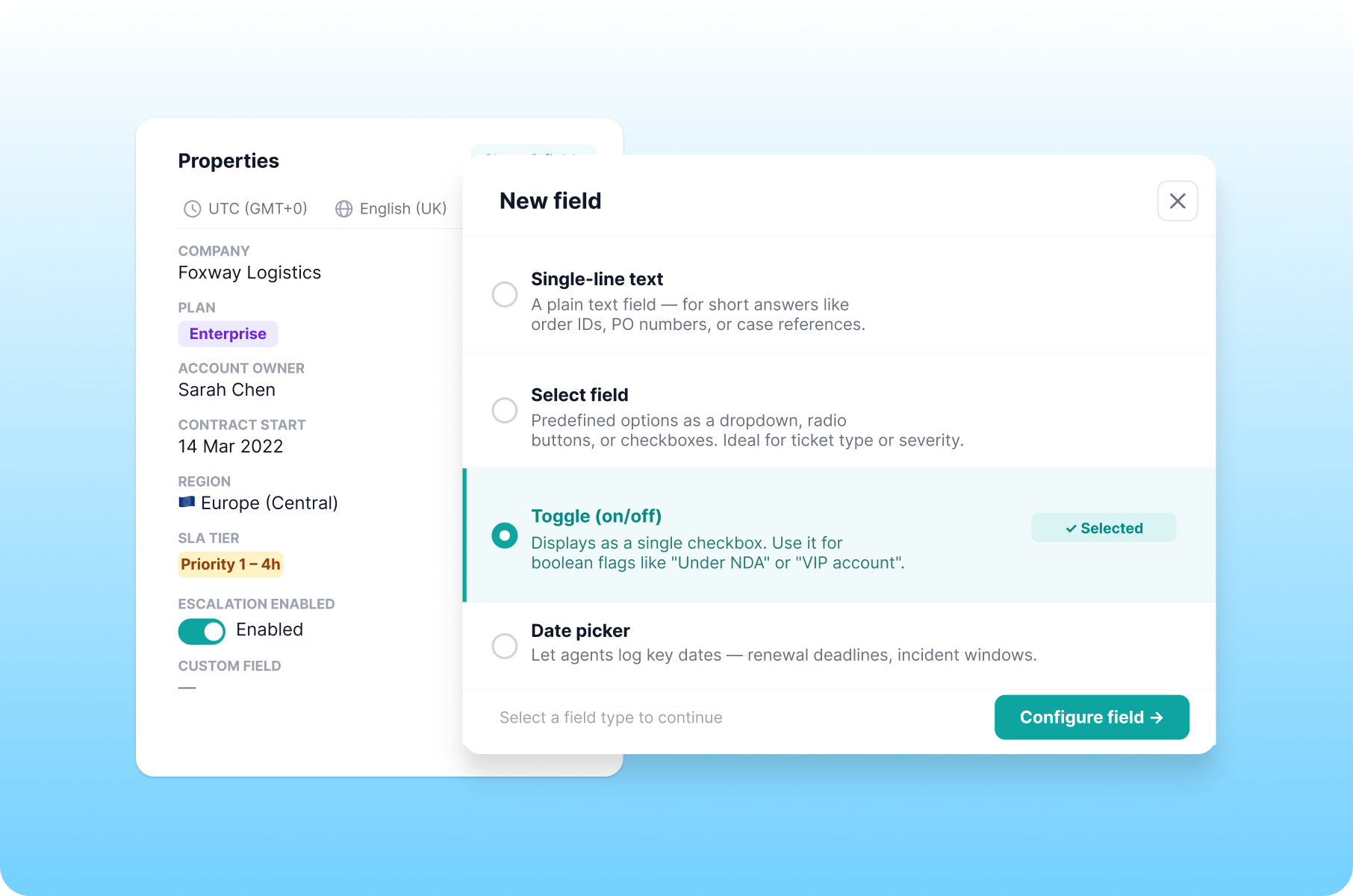 Customization - Create custom fields