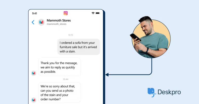 Respond to social media tickets via Instagram