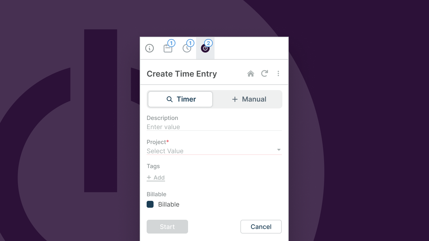 Toggl screenshot